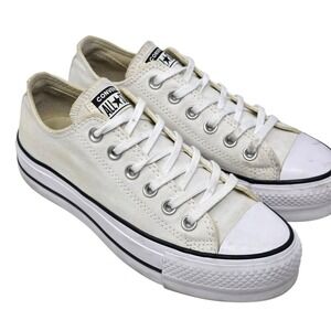 Converse Chuck Taylor All Star‎ Platform Canvas Low Top Shoes White Women US 7